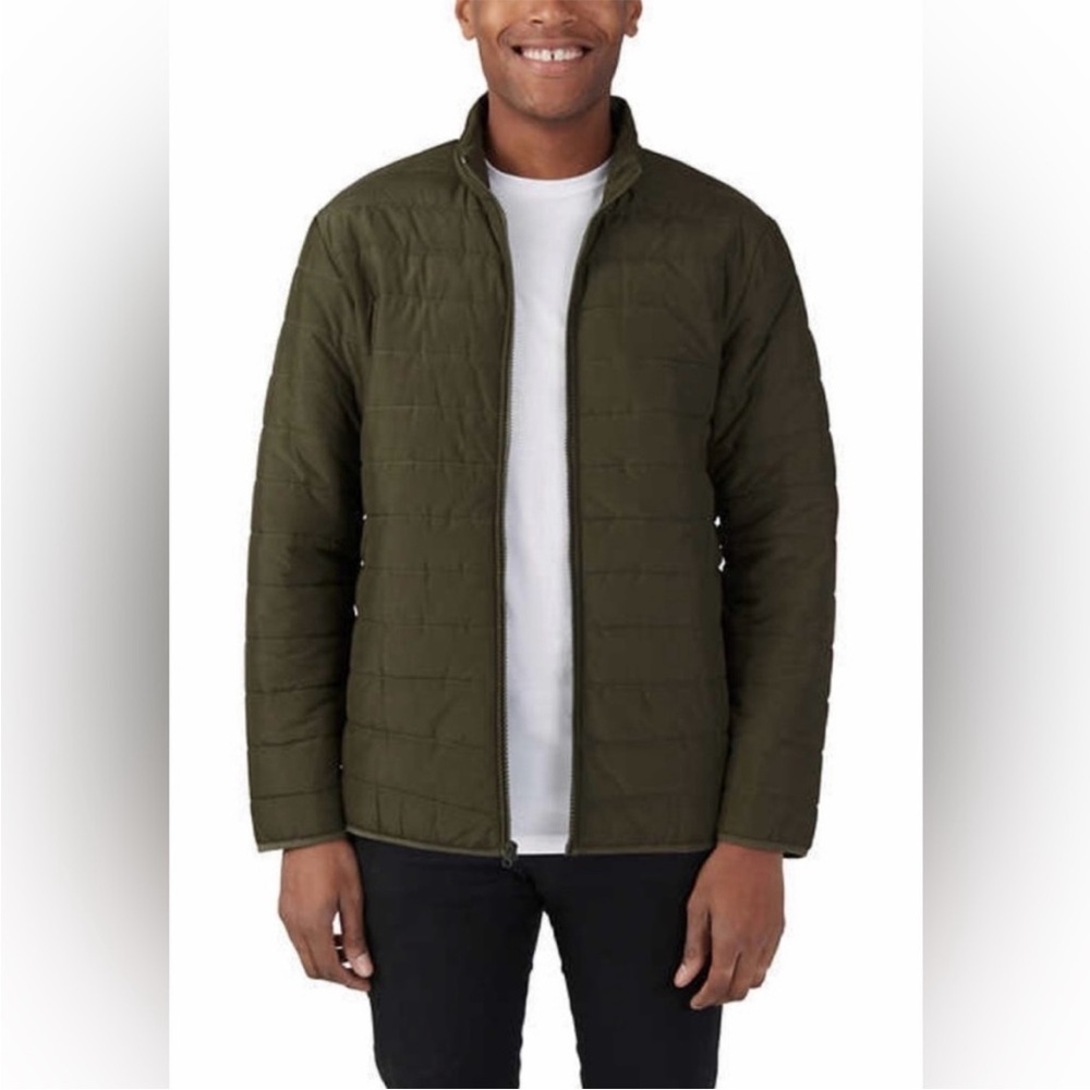 Voyager Men's Polar Fleece Lined Puffer Jacket Coat Medium Olive Green‎